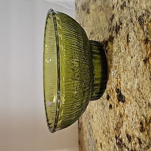 1975 FTD Green Glass Footed Planter Bowl Candy Dish.
